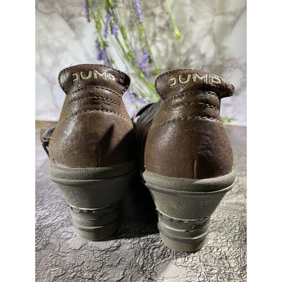 JUMP Brown Leather Mary Jane Wedge Shoes Style Name: SENS Sz US 9 - Picture 2 of 12
